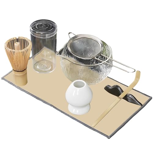 7-teiliges zeremonielles Matcha-Set, komplettes Set mit Schneebesen, Schaufel, Sieb und Schüssel für Tee-Enthusiasten von yeeplant