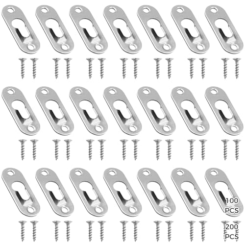 Bilderhaken aus Metall mit D-Ringen und Schrauben, robustes Montage-Set für Fotos, Kunst und Spiegel, 100 Stück von yeeplant