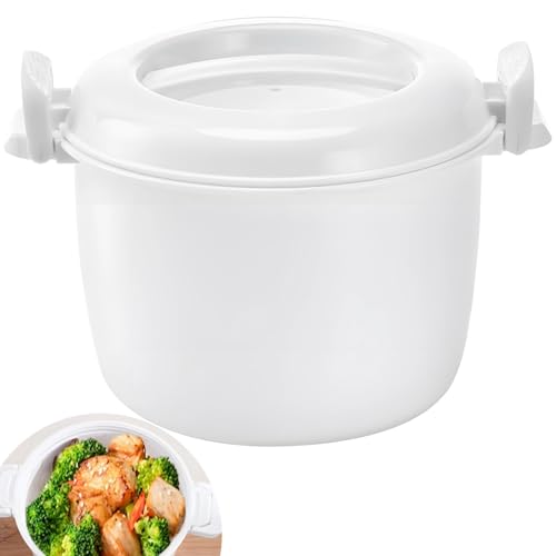Mikrowellen-Reiskocher, groß, weiß, tragbar, Kunststoff, mit Deckel, perfekt für Reisen und multifunktionale, isolierte Lunchbox Mikrowellen-Reiskocher, groß, weiß, tragbar, Kunststoff, mit Deckel, perfekt für Reisen und multifunktionale, isolierte Lunchbox von yeeplant