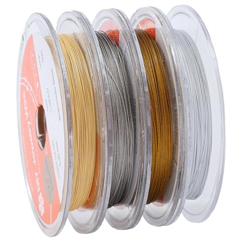 Perlendraht, weicher Flex, Schmuckherstellung, Stahl 304, 0,38 mm, 50 m Spule, vier Farben (Hellgold, Dunkelgold, Stahl, Weiß), glatt, langlebig, von yeeplant