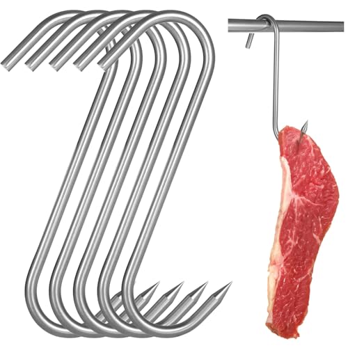 Robuste 25,4 cm große Haken zum Aufhängen von Fleisch, Edelstahl, S-förmige Haken zum Metzgen, Braten, Grillen, Spielverarbeitung Robuste 25,4 cm große Haken zum Aufhängen von Fleisch, Edelstahl, S-förmige Haken zum Metzgen, Braten, Grillen, Spielverarbeitung von yeeplant