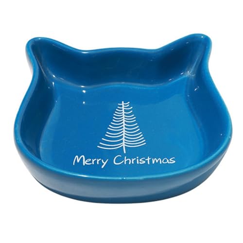 Schöner Keramik-Haustiernapf für Weihnachten, Cartoon-Kätzchen-Futter- und Wasser-Futterspender, glatte Welpen-Mahlzeit-Servierschale von yeeplant