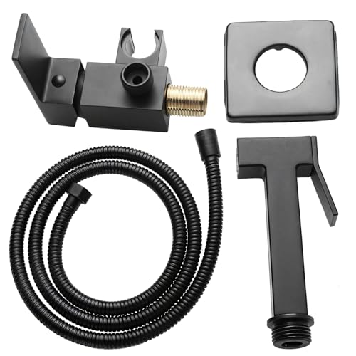 Schwarzes Messing Einzelnes Kaltwasser-Bidet, quadratischer WC-Sprühhahn, 150 cm Schlauch, Düse und Wandhalterung im Lieferumfang enthalten, Perlbaumwollverpackung von yeeplant