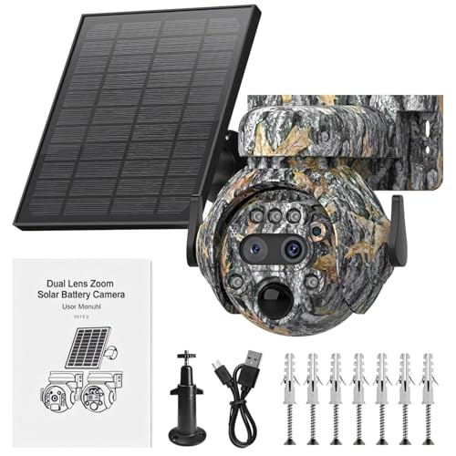 Solar Jagd Trail Kamera 6Mp HD Wireless WiFi 12X Zoom 360° Panorama Überwachung Nachtsicht IP65 Wetterfest von yeeplant