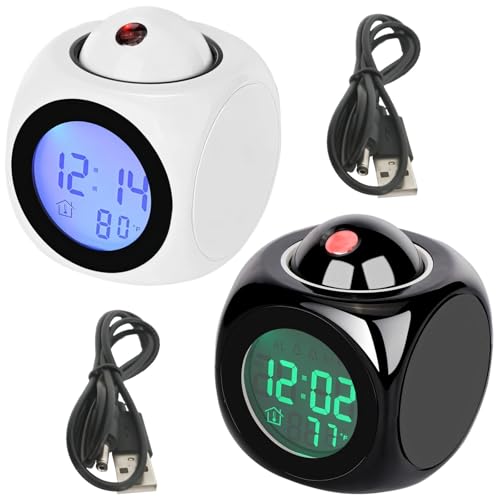 USB-betriebene Projektionsuhr, rote Zeitanzeige, LED-Zeit und Temperatur, Sprachansagen von yeeplant