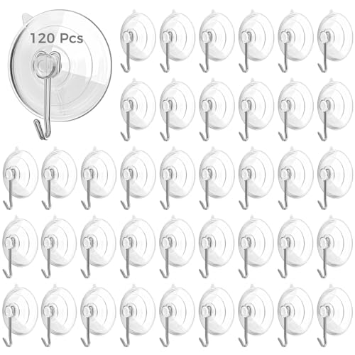 yeeplant 120 Stück transparente PVC-Saugnapfhaken für Installation ohne Bohren, robuste Metallhaken, ideal für Glasfenster und glatte Oberflächen von yeeplant