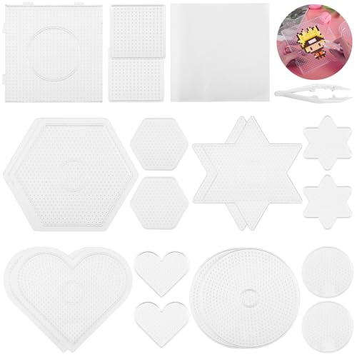 yeeplant 36-teiliges Perlenset mit 5 verschiedenen Formen Stecktafeln, Bügelpapier & Pinzette für DIY Handwerk von yeeplant