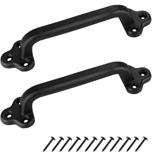 yeeplant Antike Scheunentür-Ziehgriffe, mattschwarz, 2-teiliges Set, Metall mit Schrauben, 22,6 x 7,1 x 5,3 cm von yeeplant
