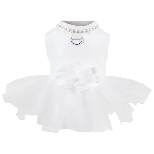 yeeplant Leichter Netzrock, Haustierkleid mit Perlen verziert, Hochzeits-Hundekleid für kleine Hunde, Größen für kleine Hunde, passend für besondere Anlässe von yeeplant