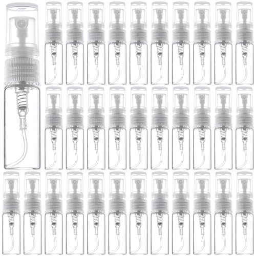 yeeplant Mini-Glas-Sprühflaschen, 3 ml, transparent, für Parfümproben mit auslaufsicherem Design, leichte Flaschen in Reisegröße für Düfte, ätherische Öle, Gesichtsnebel und mehr, 100 Stück von yeeplant
