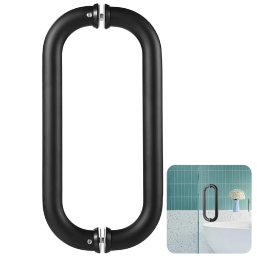 yeeplant Rahmenloser Glas-Duschtürgriff, C-förmiger Ziehgriff, mattschwarzer Edelstahl-Schiebetürgriff, 10,8 Lochabstand, Türzug-Hardware von yeeplant