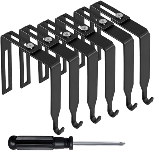 yeeplant Schwerlast-Metall-Übertürhaken-Set, 6 verstellbare Haken für platzsparende Aufbewahrung, schwarzes pulverbeschichtetes Design von yeeplant