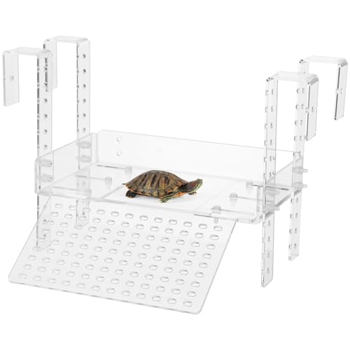 yeeplant Verstellbare Schildkröten-Dock-Plattform mit transparenter Acryl-Rampe, Hängeterrasse für Wasserreptilien, passend für verschiedene Tankmaße yeeplant Verstellbare Schildkröten-Dock-Plattform mit transparenter Acryl-Rampe, Hängeterrasse für Wasserreptilien, passend für verschiedene Tankmaße von yeeplant