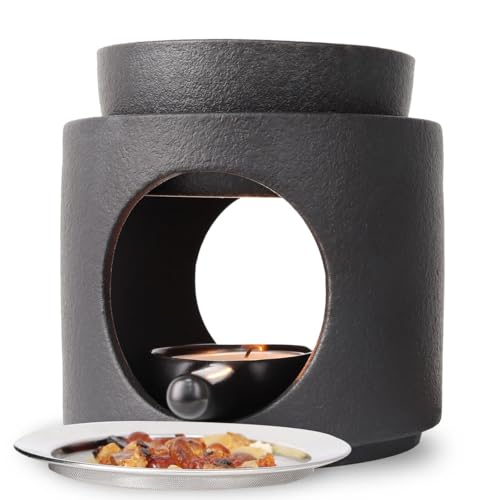 Yeerockal Räucherstövchen Duftlampe 2 in 1 mit Seib and Schale für Aromatherapie und Dekoration (Schwarz) von yeerockal