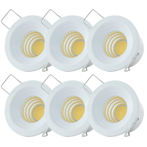 yeerockal 6 Stück Mini Einbaustrahler Set 3W Klein Spots mit Trafo(Austauschbar) Aluminium Außengehäuse LED fest verbaut Einbauspots per Glasraum Balkon DIY Decken Möbel Beleuchtung von yeerockal