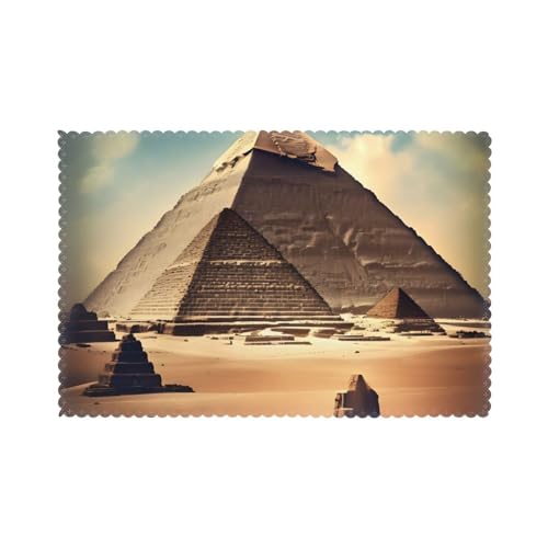 Dreaming Of The Pyramids Of Khufu Tischsets Set mit 6 Stück, maschinenwaschbar, strapazierfähiges Polyester, Tischläufer, 30,5 x 45,7 cm, für Esszimmer und Küche von yefan