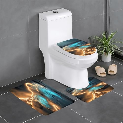 yefan Badteppich-Set mit Blick unter dem Mond, weich, saugfähig, rutschfest, geeignet für Badezimmer, Toiletten usw. von yefan