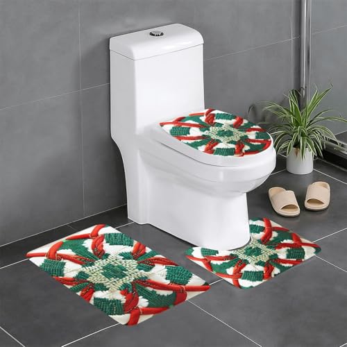 yefan Badteppich-Set mit Wollstoff-Muster, weich, saugfähig, rutschfest, geeignet für Badezimmer, Toiletten usw. von yefan