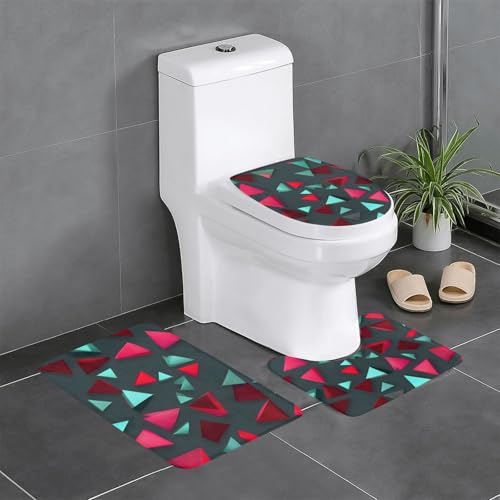 yefan Badteppich-Set mit dreieckigem Muster, weich, saugfähig, rutschfest, geeignet für Badezimmer, Toiletten usw. von yefan