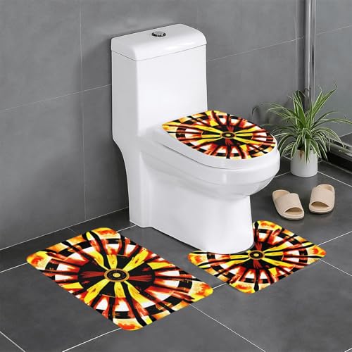 yefan Burning Totem Badezimmerteppich-Set, weich, saugfähig, rutschfest, geeignet für Badezimmer, Toiletten usw. von yefan