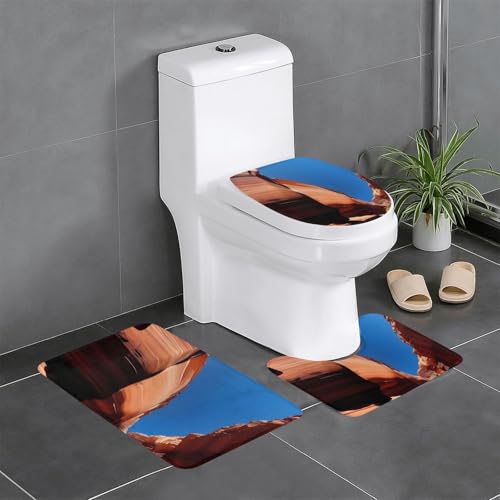 yefan Gorge Scenery Badezimmerteppich-Set, weich, saugfähig, rutschfest, geeignet für Badezimmer, Toiletten usw. von yefan