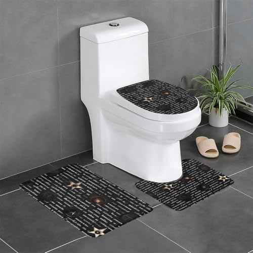 yefan Mysterious Text Badezimmermatten-Set, 3er-Set, weich, saugfähig, rutschfest, geeignet für Badezimmer, Toiletten usw. von yefan