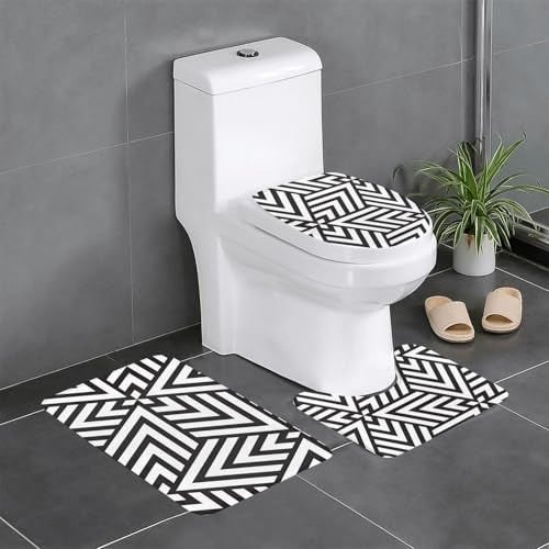 yefan Printidea Badteppich-Set, 3er-Set, weich, saugfähig, rutschfest, geeignet für Badezimmer, Toiletten usw. von yefan