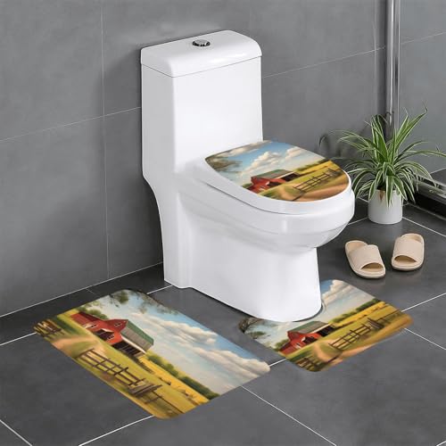 yefan Ranch View Badteppich-Set, weich, saugfähig, rutschfest, geeignet für Badezimmer, Toiletten usw. von yefan