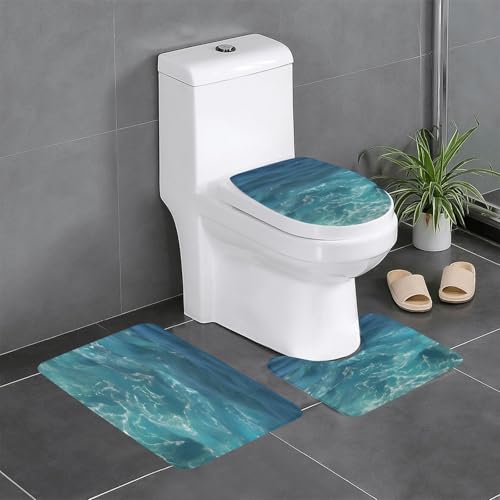 yefan The Deep Ocean Badezimmermatten-Set, weich, saugfähig, rutschfest, geeignet für Badezimmer, Toiletten usw. von yefan