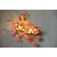 Doppel Blumenstrauß Wandleuchte - Wandlampen Mit Blumen in Rosa Orange Farbe, Handgefertigte Wandlampe von yehudalight