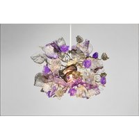 Einzigartige Pendelleuchte Mit Blumen Und Blättern in Lila, Grau Klarer Farbe von yehudalight
