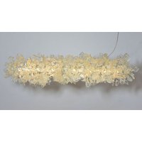 Moderne Deckenleuchte Mit Transparenten Und Weißen Blättern Blüten, Kronleuchter Für Esstisch Oder Wohnzimmer von yehudalight