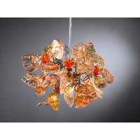 Pendelleuchte Mit Orange-Farbtönen Blüten Und Blättern Für Flur, Badezimmer Oder Kinderzimmer Eine Einzigartige Handgefertigte Lampe von yehudalight