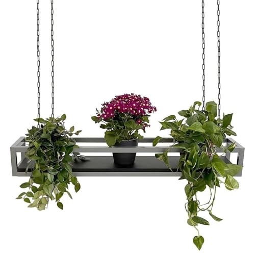 yelloo FLOWERS Hängendes Deckenregal mit Blumenketten für Garten vertikal Getränkehalter Bar Küche (115 cm, Grau/Schwarz) von yelloo