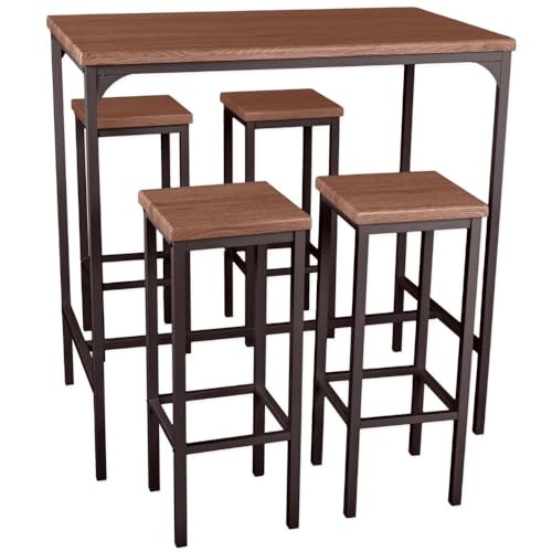 yelloo Mod. Firenze Set Tisch Bar rechteckig und 4 Hocker Braun Tisch 110 x 66 x H110 cm Stuhle Living Design von yelloo