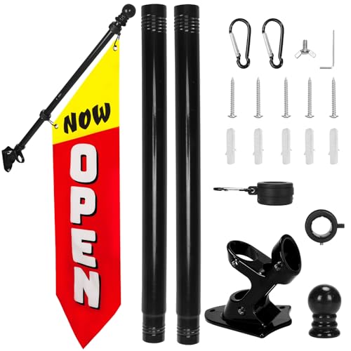Now Open Flag with Pole Kit - 42x12 Heavy Duty Double-Sided Canvas Banner for Outdoor Business Storefront - Grand Opening Sign with Metal Bracket for Advertising & Retail Decor-White Font Now Open Flag with Pole Kit - 42x12 Heavy Duty Double-Sided Canvas Banner for Outdoor Business Storefront - Grand Opening Sign with Metal Bracket for Advertising & Retail Decor-White Font von yeload