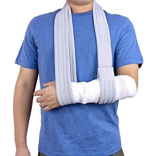 yeloumiss Armschlinge Schulter Einstellbar Arm Schulterschlinge Leicht Komfortabel Armschlaufe für Damen und Herren für Rechts Links für Handgelenk Hand Ellbogen Arm verletzt 160cm (Grau) von yeloumiss