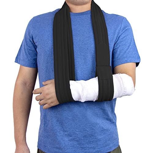 yeloumiss Armschlinge Schulter Einstellbar Arm Schulterschlinge Leicht Komfortabel Armschlaufe für Damen und Herren für Rechts Links für Handgelenk Hand Ellbogen Arm verletzt 160cm (Schwarz) von yeloumiss