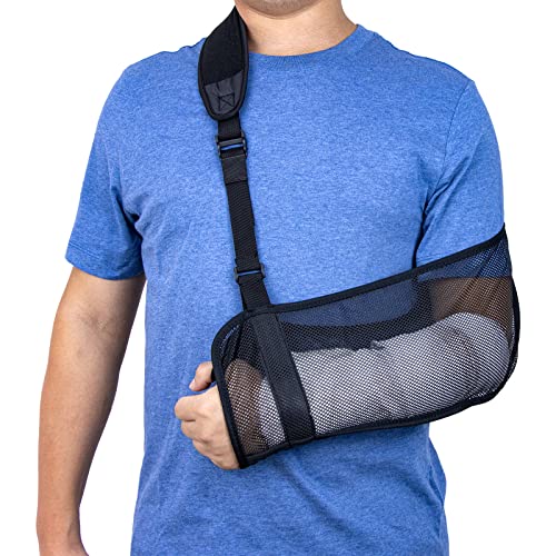 Mesh Armschlinge Schulter Leichte Atmungsaktive Arm Schulterschlinge Einstellbare Schulterschlaufe mit Schaum Nackenpolster für Unisex Rechts Links für Handgelenk Hand Ellbogen Arm verletzt (Schwarz) Mesh Armschlinge Schulter Leichte Atmungsaktive Arm Schulterschlinge Einstellbare Schulterschlaufe mit Schaum Nackenpolster für Unisex Rechts Links für Handgelenk Hand Ellbogen Arm verletzt (Schwarz) von yeloumiss