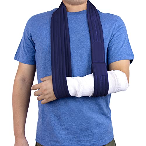 yeloumiss Armschlinge Schulter Einstellbar Arm Schulterschlinge Leicht Komfortabel Armschlaufe für Damen und Herren für Rechts Links für Handgelenk Hand Ellbogen Arm verletzt 160cm (Dunkelblau) von yeloumiss