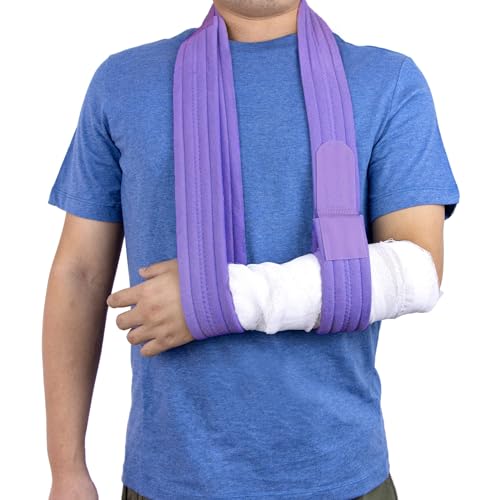 yeloumiss Armschlinge Schulter Einstellbar Arm Schulterschlinge Leicht Komfortabel Armschlaufe für Damen und Herren für Rechts Links für Handgelenk Hand Ellbogen Arm verletzt 160cm (Lila) von yeloumiss