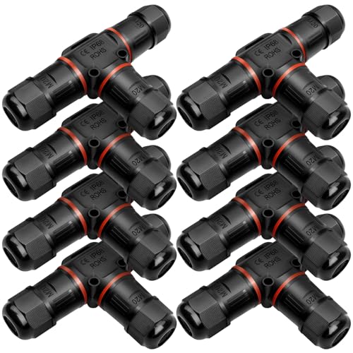 Kabelverbinder Wasserdicht 3 Polig, Erdkabel Verbinder Wasserdicht Kabelmuffe Wasserdicht Kabelverbinder IP68, Klemmleiste Kabelmuffe 3 Wege Verteilerdose Außen Ø3-12 mm für Outdoor (8 Stück) von yerfkan