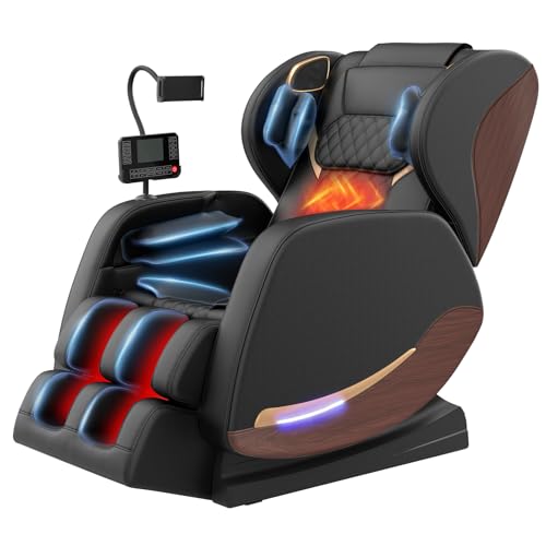 Ganzkörper-Massagesessel mit 14 Massagerollen, 8 Airbags, Massagesessel mit Wärmefunktion-Beine und Taillenheizung, Bluetooth-Lautsprecher, Touchscreen-Controller, Zero-Gravity-Liegestuhl für Heimkino von yewglen