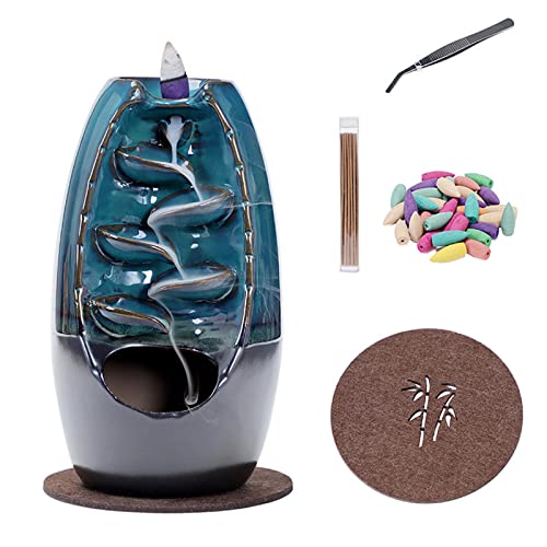 Rückfluss Räucherstäbchenhalter Wasserfall, Keramik Aromatherapie Ornament Wohnkultur Räuchergefäß Halter (A) von yexiuo