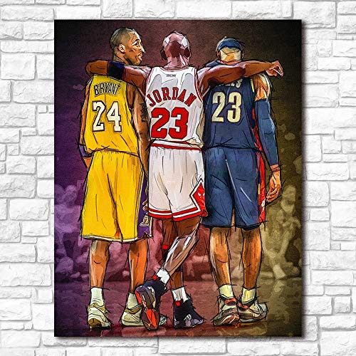 Segeltuchwandkunstdruck Kobe Bryant Michael Lebron James Basketball Leinwand 1 PC HD Drucke Wohnkultur Poster Malerei Wand-Kunst-Modular Bild (Size (Inch) 60x80cm No Frame) von yhnjikl
