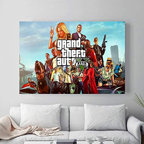 yhyxll GTA 5 Leinwand Kunstdruck Malerei Poster Wandbilder Für Raumdekoration Wohnkultur Kein Rahmen Bild 60x90 cm von yhyxll