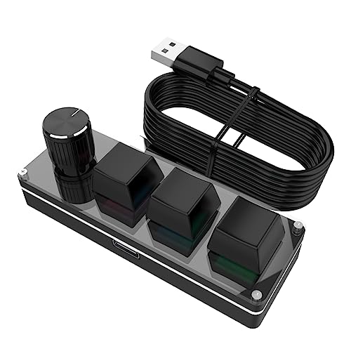 yilin DREI-Tasten-USB-Kabel-Mini-Tastaturknopf, Mechanische Tastatur, Schnelle Büro-Lautstärkeregler-Tastatur für Laptop-Computer, Schwarz yilin DREI-Tasten-USB-Kabel-Mini-Tastaturknopf, Mechanische Tastatur, Schnelle Büro-Lautstärkeregler-Tastatur für Laptop-Computer, Schwarz von yilin