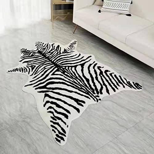 Großer Teppich mit Zebramuster, Kunstleder, Tier-Kunstleder, Plüschmatte, niedlich, weich, für Heimdekoration, Schwarz und Weiß, 12 x 17 cm von yingda1992