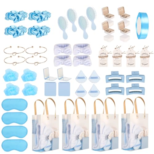 4 Sets Babyparty-Preise für Spielgewinner, blaue Babyparty-Geschenke, inklusive Haarbürste, Schmuckschatulle mit Geschenkbeutel für Babyparty, Spielpreis, Hochzeit, Brautparty, Gastgeschenke von yisncka
