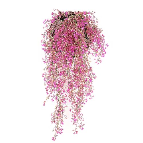 yivom 2 Stück Hängepflanze Künstlich Kunstpflanze Hängend, 85cm Kunstblumen an der Wand Künstliche Hängepflanzen Wie Echt Efeu Künstlich für Garten, Wand Dekoration-Rosa von yivom